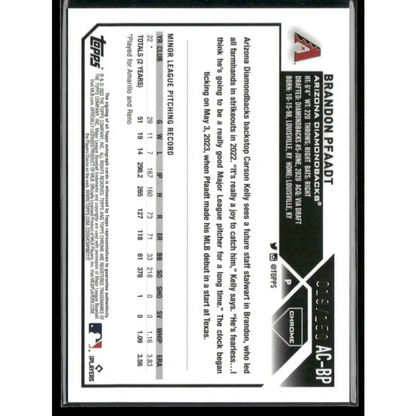 2023 Topps Chrome Update #AC-BP Brandon Pfaadt Autographs Blue #/150