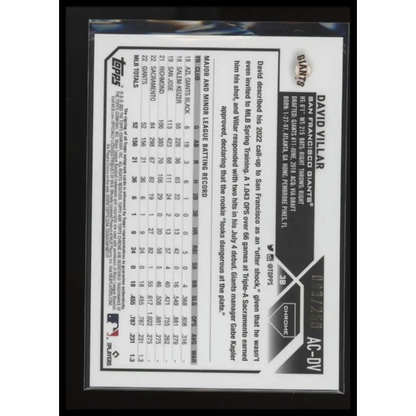 2023 Topps Chrome Update #AC-DV David Villar Autographs Purple #/250