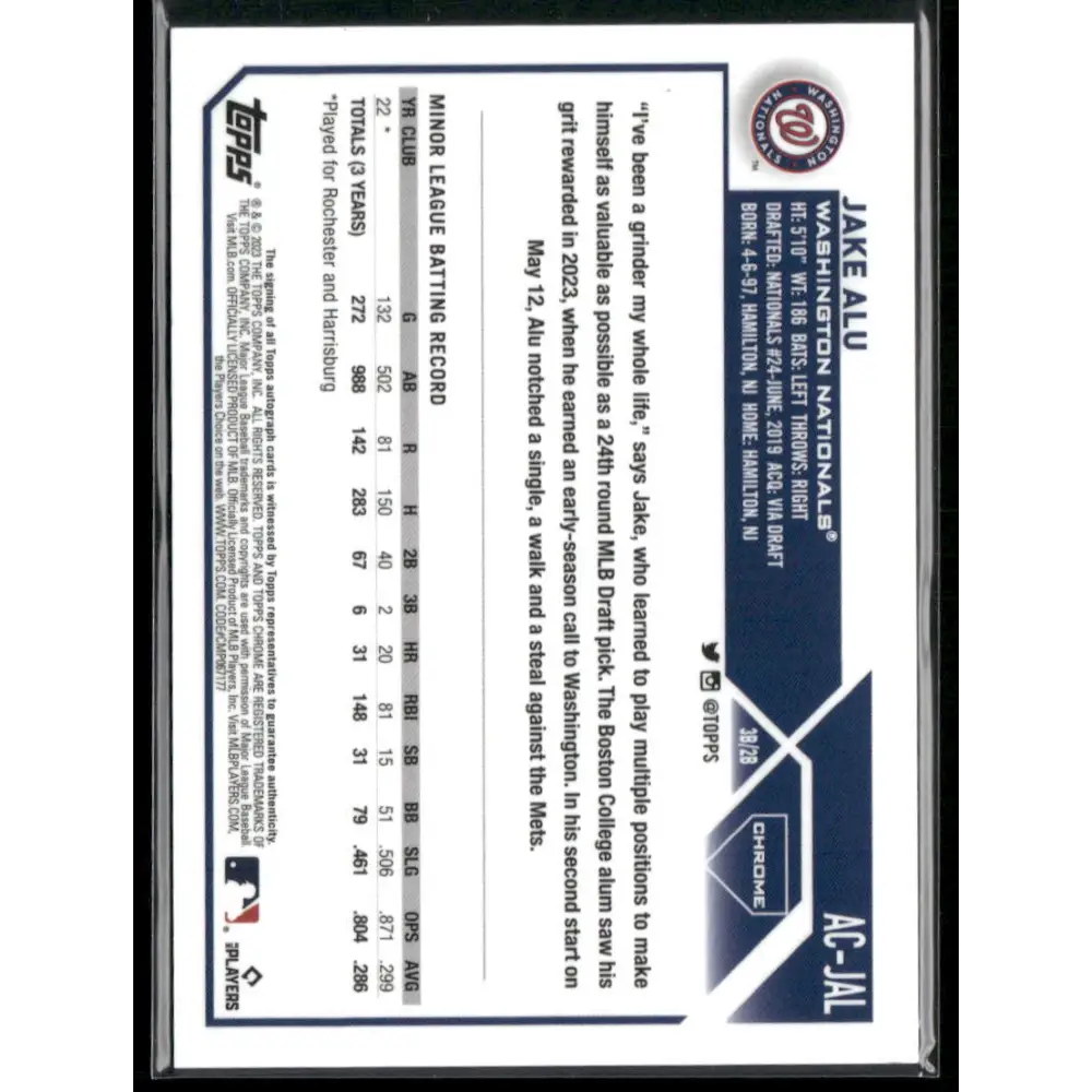 2023 Topps Chrome Update #AC-JAL Jake Alu Autographs