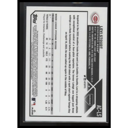 2023 Topps Chrome Update #AC-LS Levi Stoudt Autographs Refractor #/499