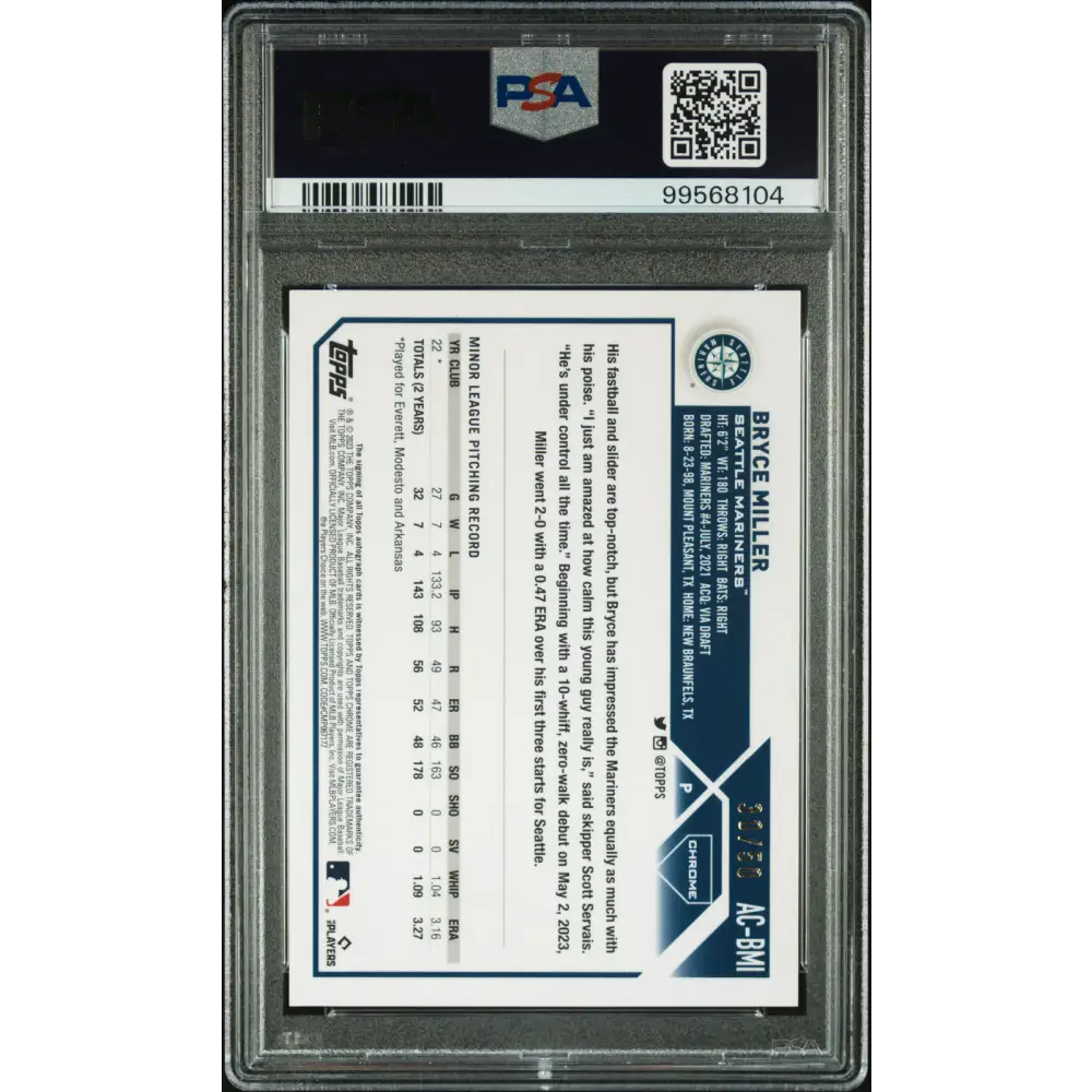 2023 Topps Chrome Update Autograph Bryce Miller Auto-Gold Wave Ref PSA 10
