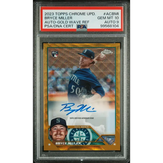 2023 Topps Chrome Update Autograph Bryce Miller Auto-Gold Wave Ref PSA 10