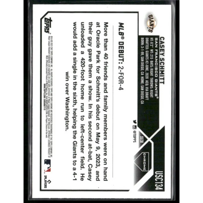 2023 Topps Chrome Update #USC134 Casey Schmitt Negative