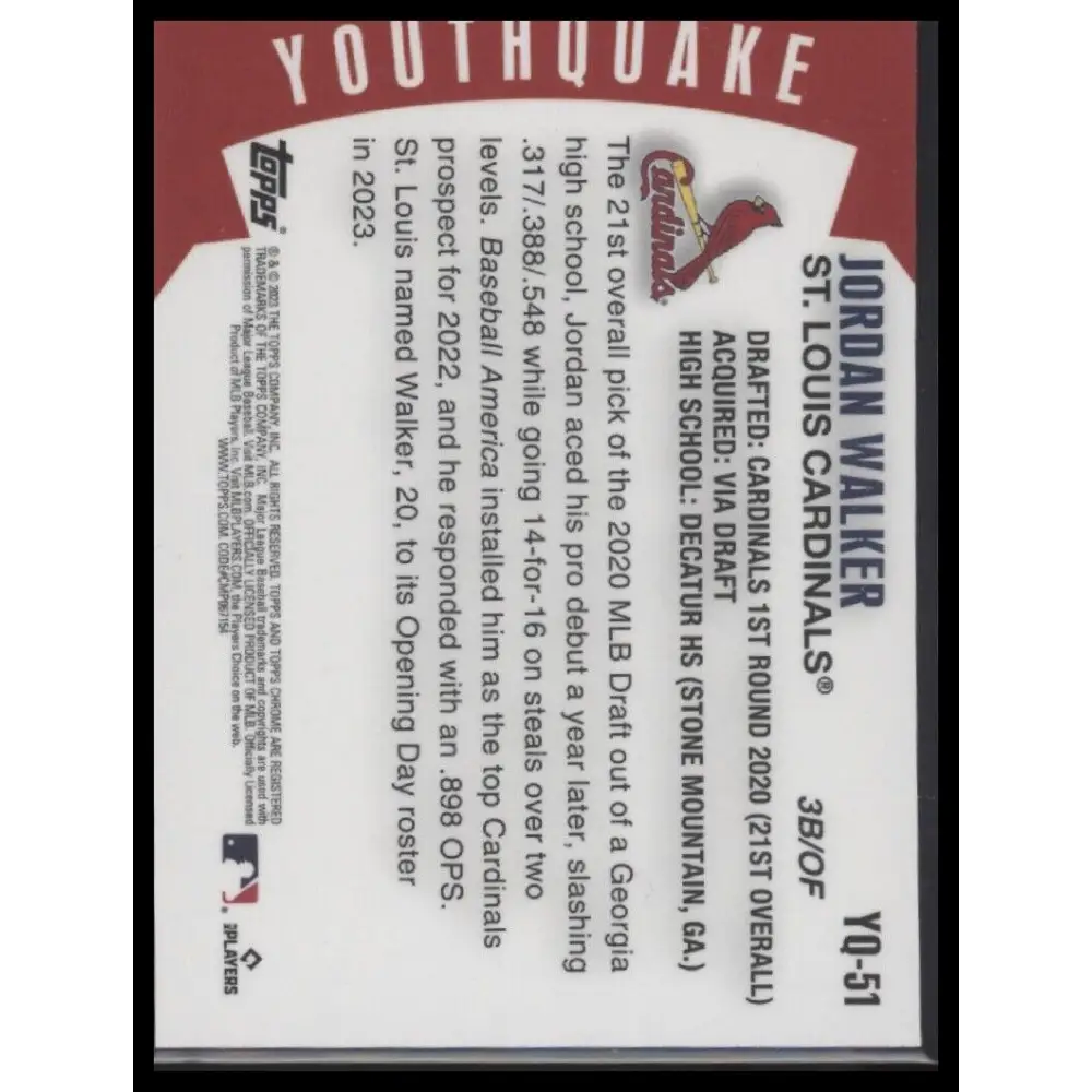 2023 Topps Chrome Update #YQ-51 Jordan Walker Youthquake