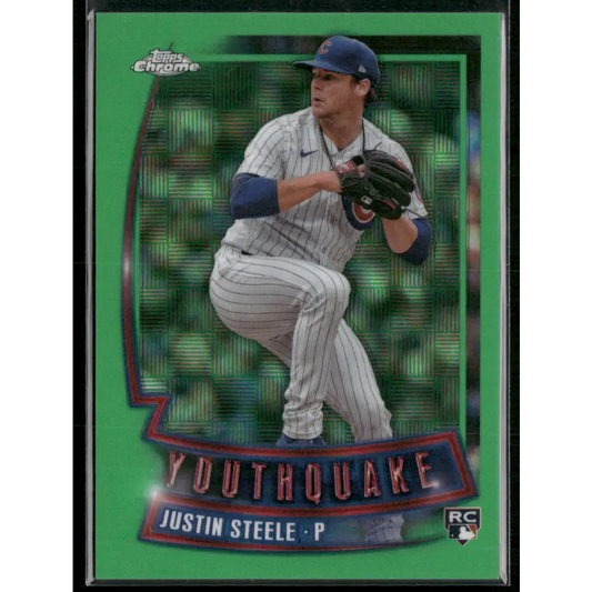 2023 Topps Chrome Update #YQ-77 Justin Steele Youthquake Green Refractor #/99