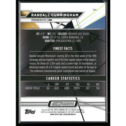2023 Topps Composite Randall Cunningham Finest Purple Checkboard #/99