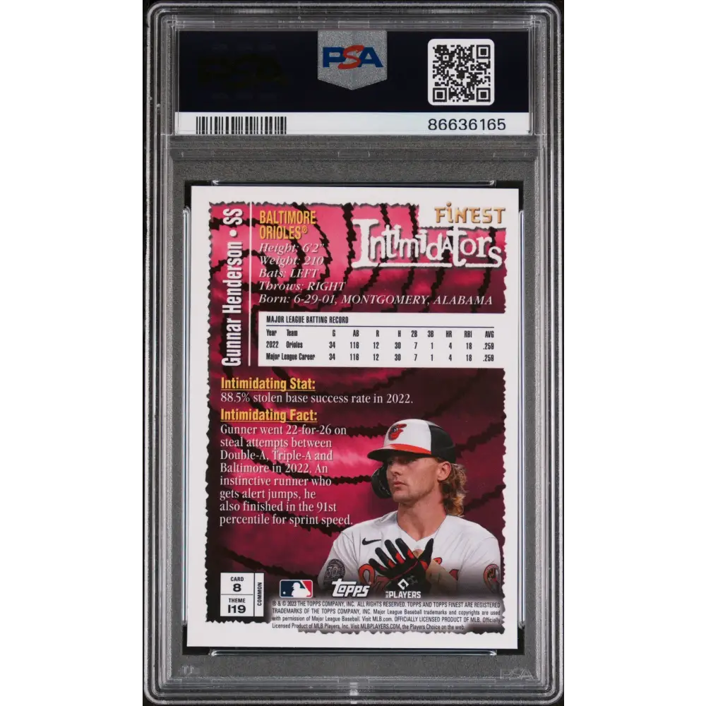 2023 TOPPS FINEST FLASHBACKS GUNNAR HENDERSON #8 - PSA 9 - Graded Sports Cards PSA 9