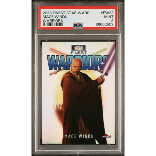 2023 TOPPS FINEST STAR WARS FINEST WARRIORS MACE WINDU #FW23 - PSA 9 - Graded Star Wars Cards 9