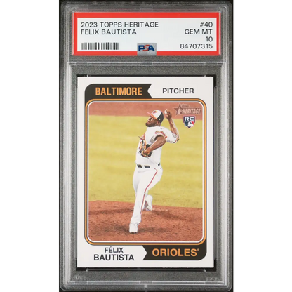 2023 TOPPS HERITAGE FELIX BAUTISTA #40 - PSA 10 ROOKIE CARD - Graded Sports Cards PSA 10