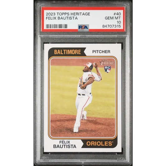 2023 TOPPS HERITAGE FELIX BAUTISTA #40 - PSA 10 ROOKIE CARD - Graded Sports Cards PSA 10