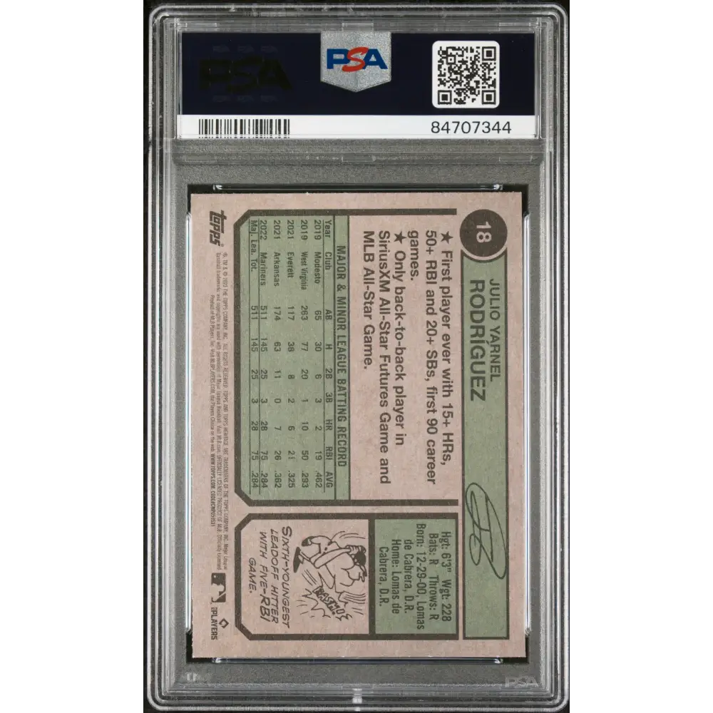 2023 TOPPS HERITAGE JULIO RODRIGUEZ #18 - PSA 10 - Graded Sports Cards PSA 10