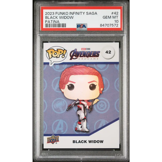 2023 UPPER DECK FUNKO POP MARVEL BLACK WIDOW PATINA #42 PSA 10 - Graded Funko Card 10