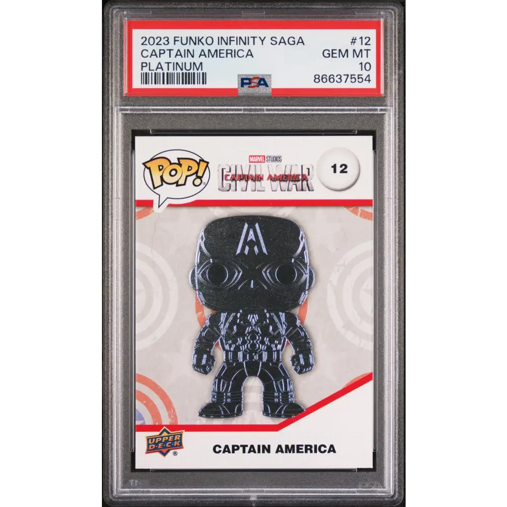 2023 UPPER DECK FUNKO POP MARVEL CAPTAIN AMERICA PLATINUM #12 PSA 10 - Graded Funko Card 10