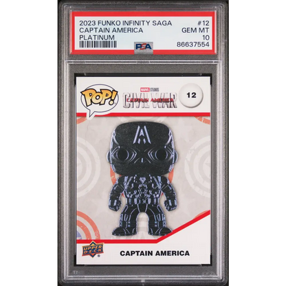 2023 UPPER DECK FUNKO POP MARVEL CAPTAIN AMERICA PLATINUM #12 PSA 10 - Graded Funko Card 10