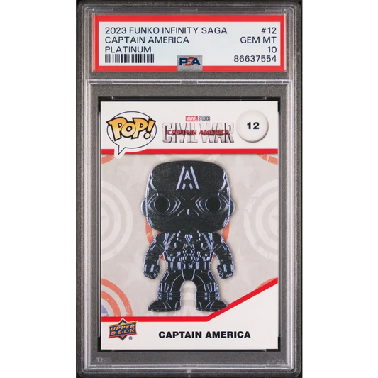 2023 UPPER DECK FUNKO POP MARVEL CAPTAIN AMERICA PLATINUM #12 PSA 10 - Graded Funko Card 10