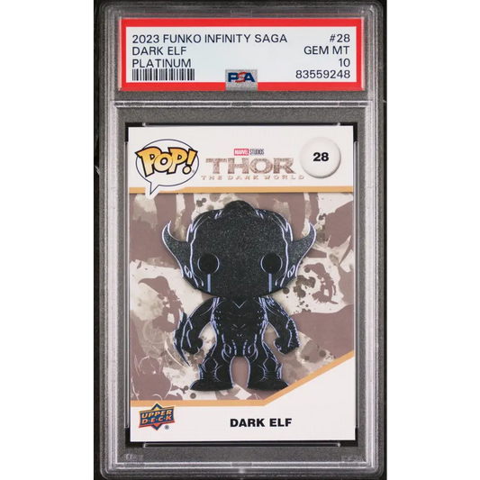 2023 UPPER DECK FUNKO POP MARVEL DARK ELF PLATINUM #28 PSA 10 - Graded Funko Card 10