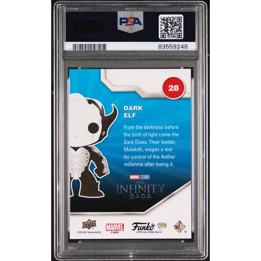 2023 UPPER DECK FUNKO POP MARVEL DARK ELF PLATINUM #28 PSA 10 - Graded Funko Card 10
