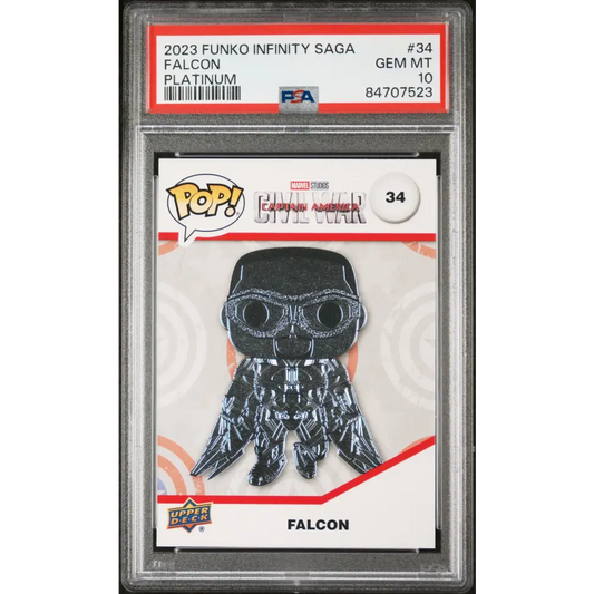 2023 UPPER DECK FUNKO POP MARVEL FALCON PLATINUM #34 PSA 10 - Graded Funko Card 10