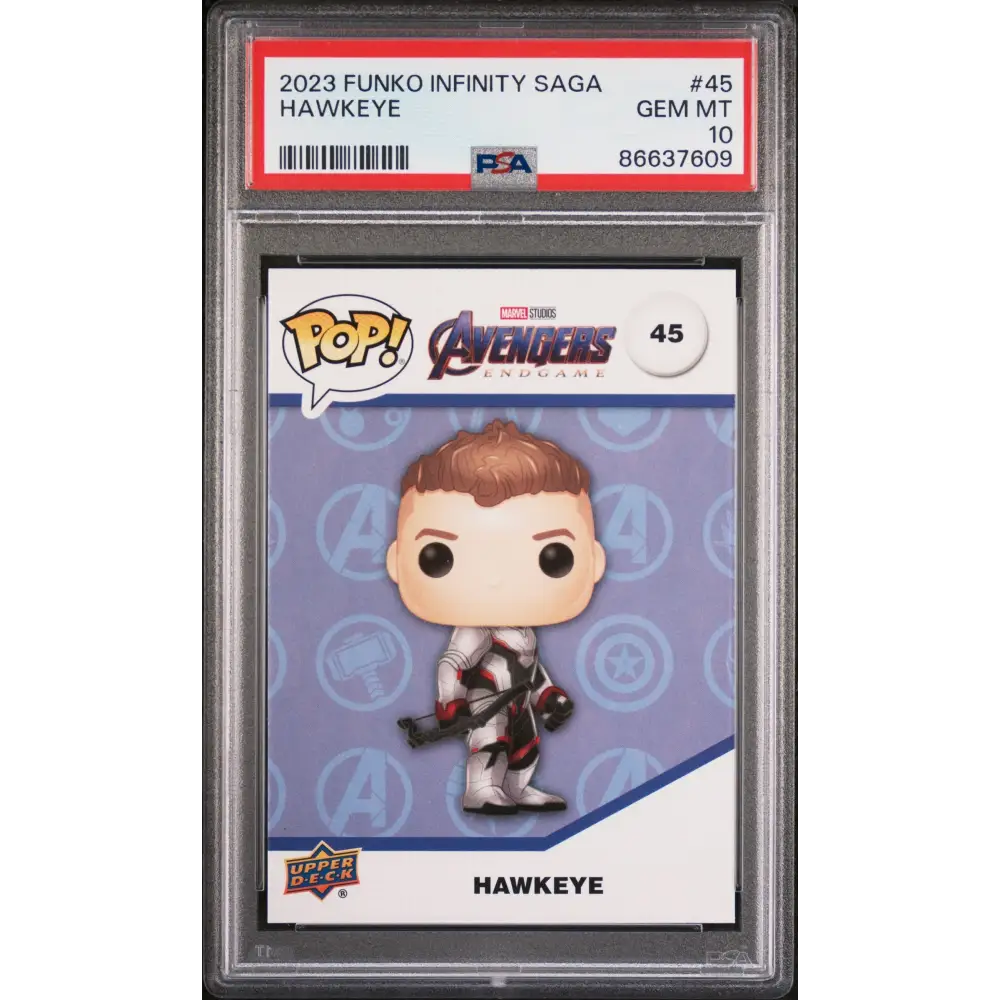 2023 UPPER DECK FUNKO POP MARVEL HAWKEYE #45 PSA 10 - Graded Funko Card 10