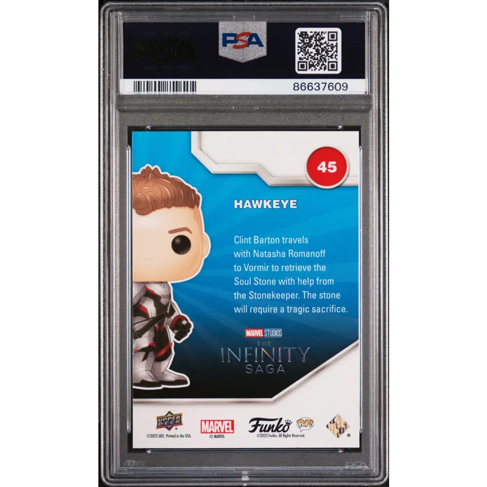 2023 UPPER DECK FUNKO POP MARVEL HAWKEYE #45 PSA 10 - Graded Funko Card 10