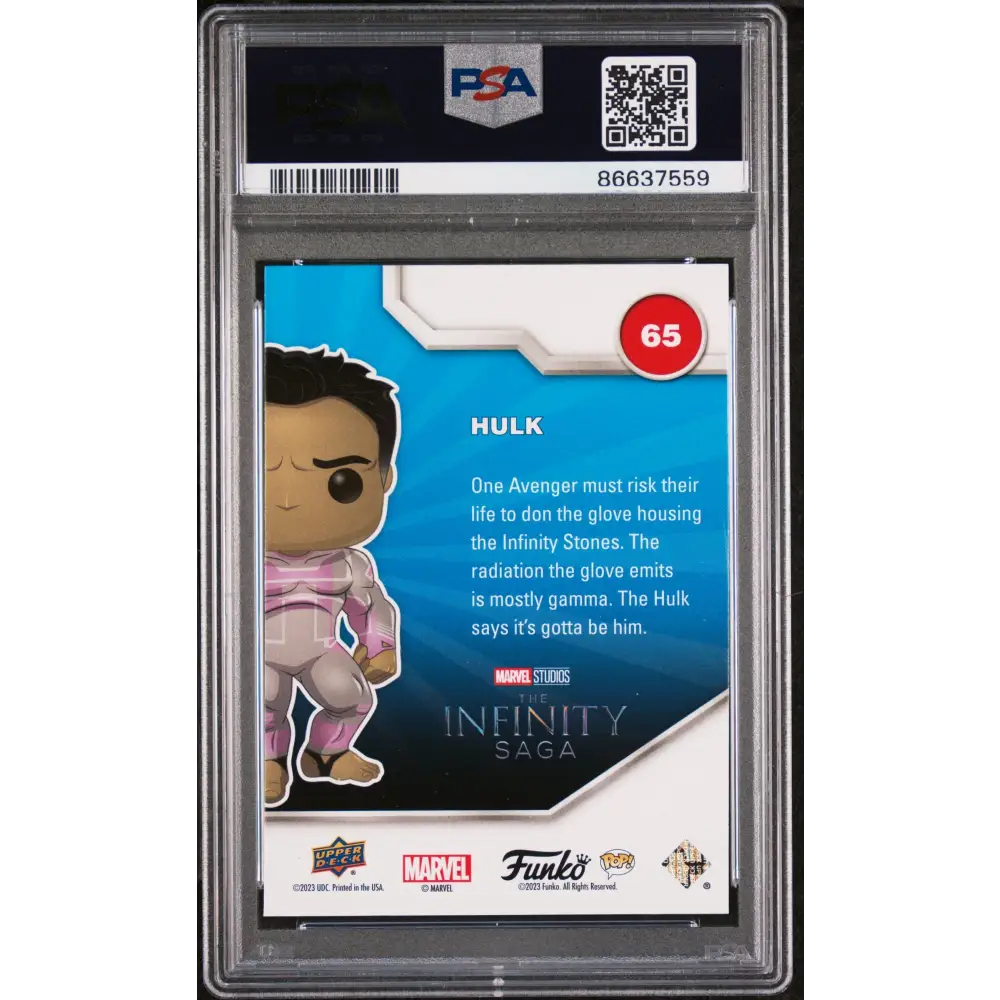 2023 UPPER DECK FUNKO POP MARVEL HULK PLATINUM #65 PSA 10 - Graded Funko Card 10