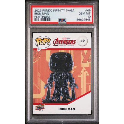 2023 UPPER DECK FUNKO POP MARVEL IRON MAN PLATINUM #49 PSA 10 - Graded Funko Card 10