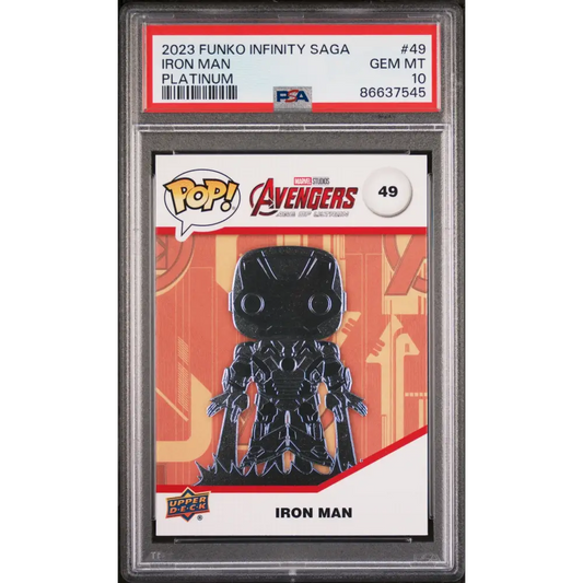 2023 UPPER DECK FUNKO POP MARVEL IRON MAN PLATINUM #49 PSA 10 - Graded Funko Card 10