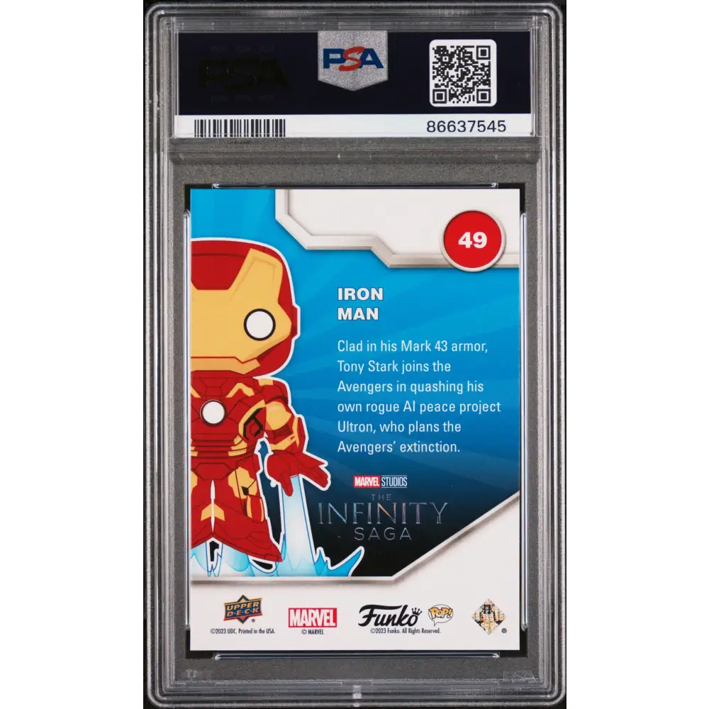 2023 UPPER DECK FUNKO POP MARVEL IRON MAN PLATINUM #49 PSA 10 - Graded Funko Card 10