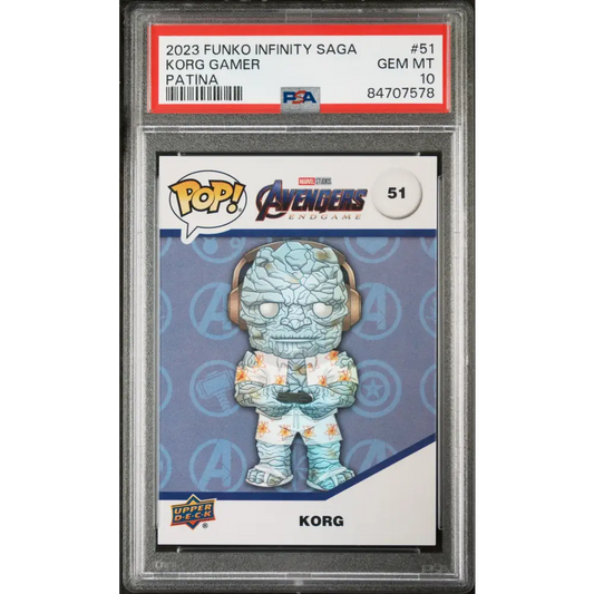 2023 UPPER DECK FUNKO POP MARVEL KORG GAMER PATINA #51 PSA 10 - Graded Funko Card 10