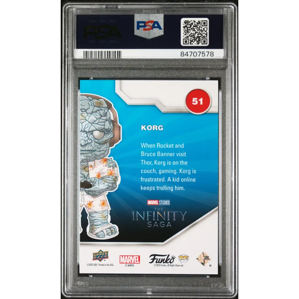 2023 UPPER DECK FUNKO POP MARVEL KORG GAMER PATINA #51 PSA 10 - Graded Funko Card 10