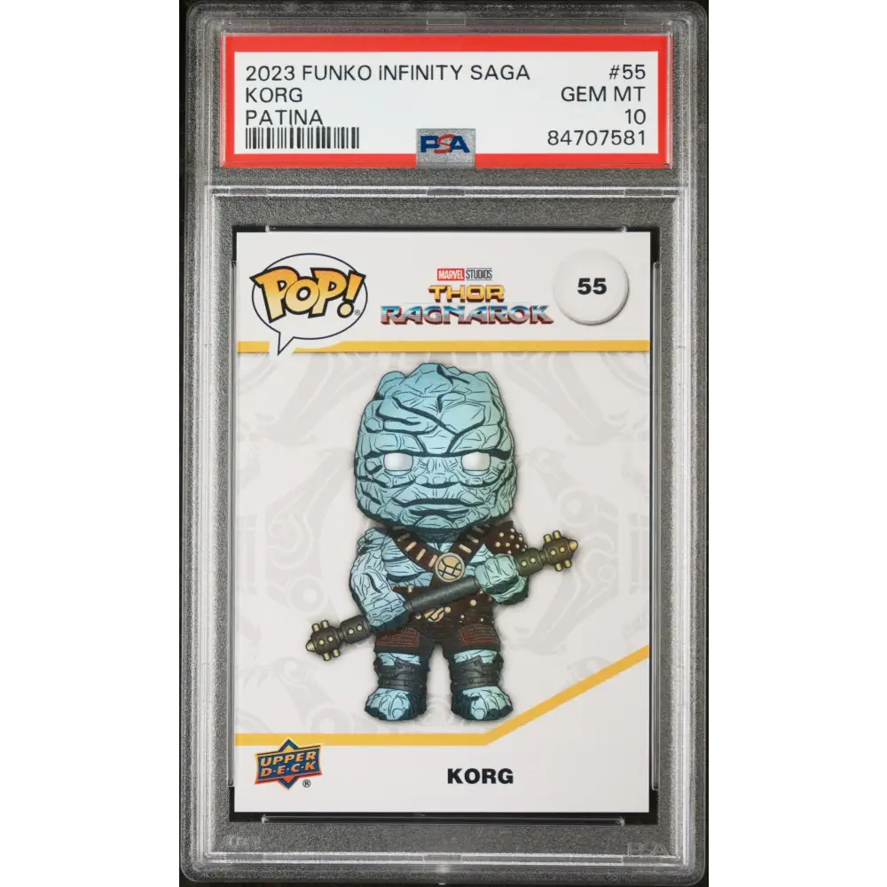 2023 UPPER DECK FUNKO POP MARVEL KORG PATINA #55 PSA 10 - Graded Funko Card 10