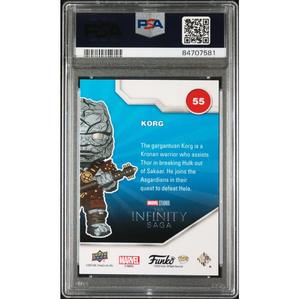 2023 UPPER DECK FUNKO POP MARVEL KORG PATINA #55 PSA 10 - Graded Funko Card 10