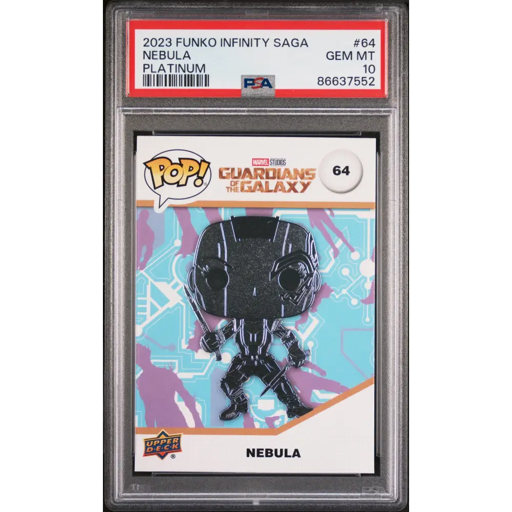 2023 UPPER DECK FUNKO POP MARVEL NEBULA PLATINUM #64 PSA 10 - Graded Funko Card 10