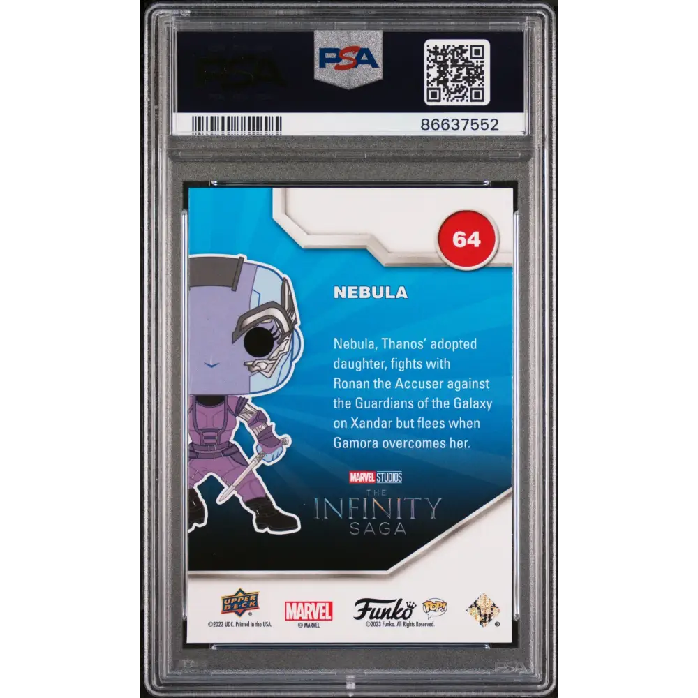 2023 UPPER DECK FUNKO POP MARVEL NEBULA PLATINUM #64 PSA 10 - Graded Funko Card 10
