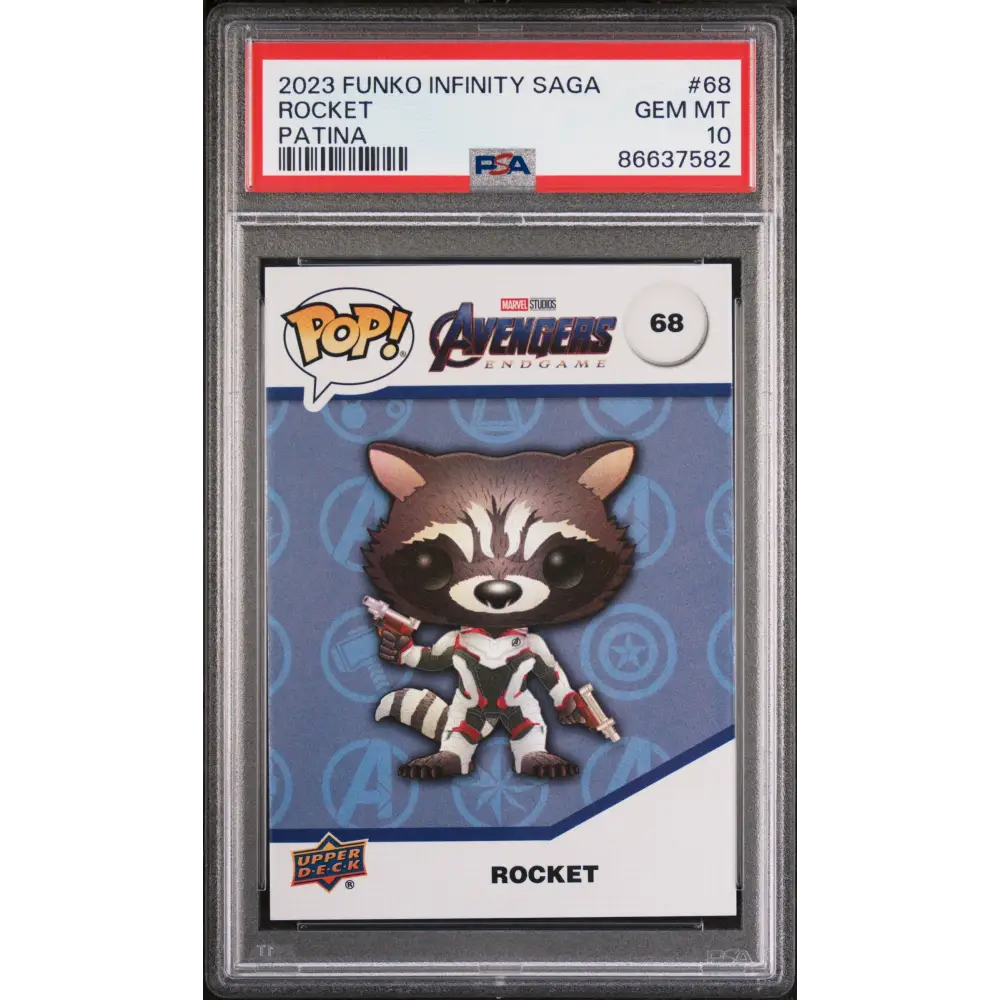 2023 UPPER DECK FUNKO POP MARVEL ROCKET PATINA #68 PSA 10 - Graded Funko Card 10