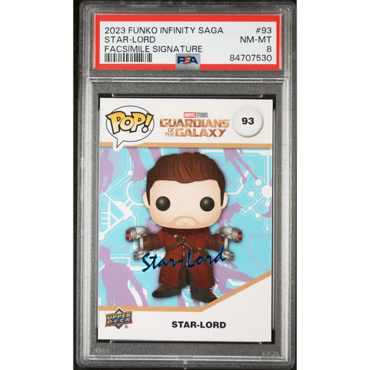 2023 UPPER DECK FUNKO POP MARVEL STARLORD FACSIMILE SIGNATURE #93 PSA 8 - Graded Funko Card 8