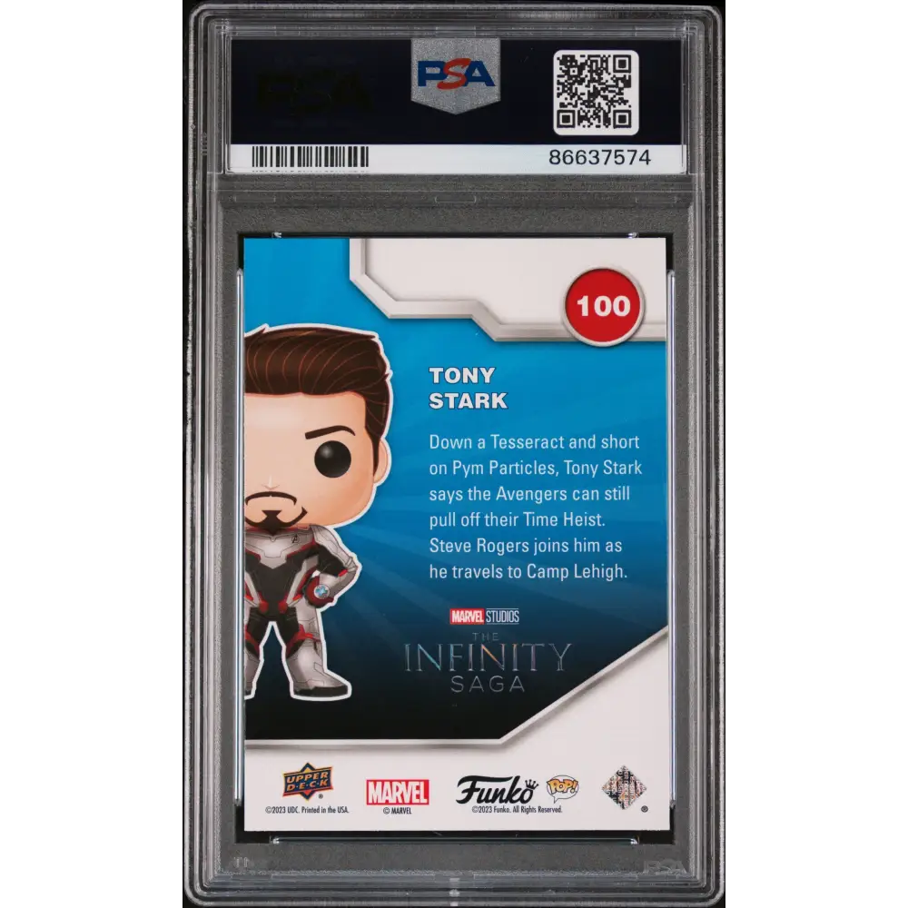 2023 UPPER DECK FUNKO POP MARVEL TONY STARK SPECTRUM #100 PSA 10 - Graded Funko Card 10
