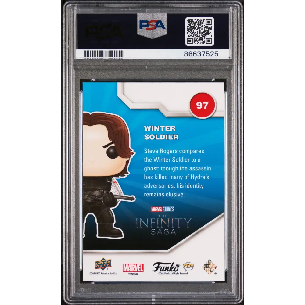 2023 UPPER DECK FUNKO POP MARVEL WINTER SOLDIER CONFETTI BOMB #97 PSA 10 - Graded Funko Card 10