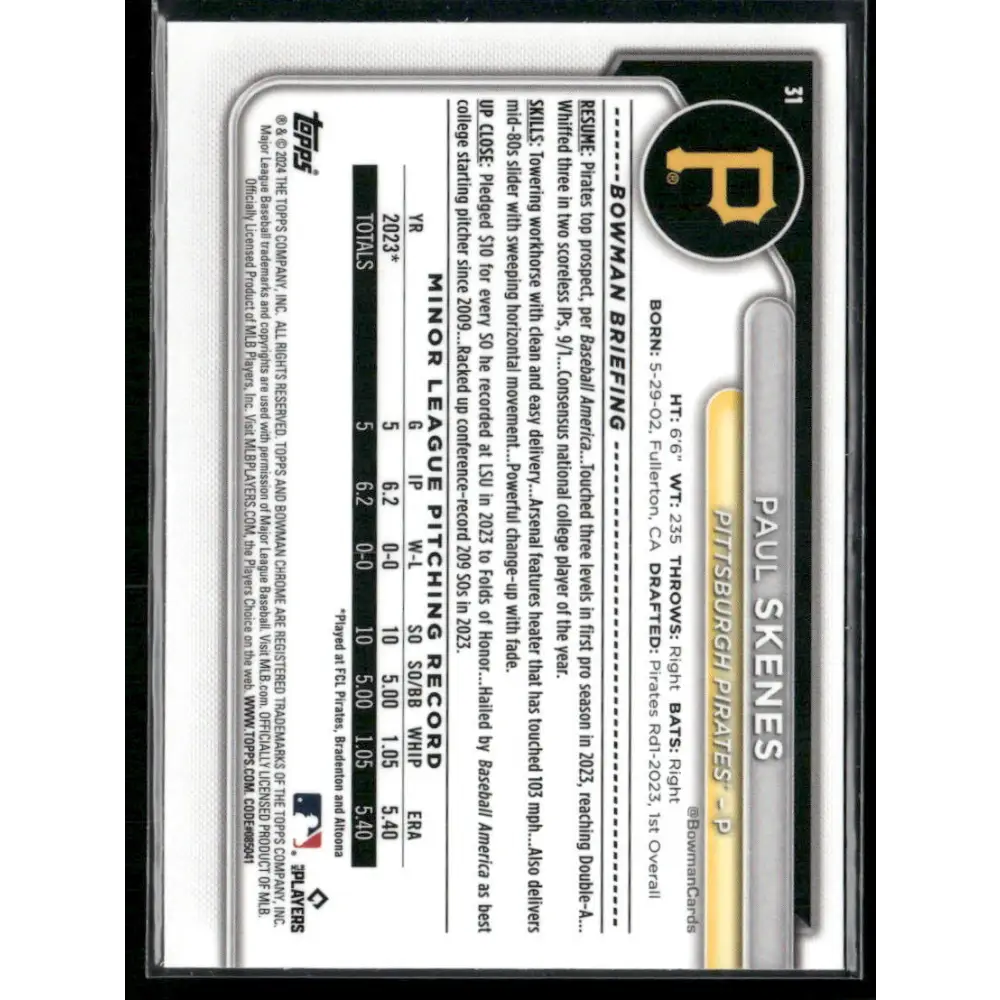 2024 Bowman Chrome #31 Paul Skenes