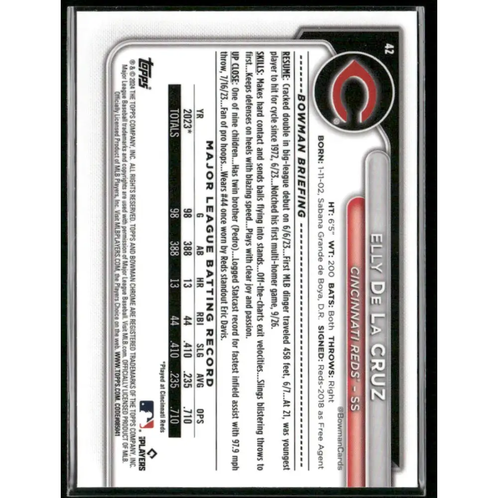 2024 Bowman Chrome #42 Elly De La Cruz