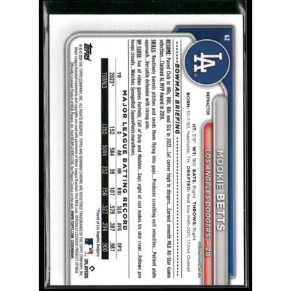 2024 Bowman Chrome #62 Mookie Betts Refractors #/499