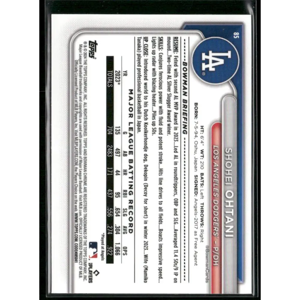 2024 Bowman Chrome #85 Shohei Ohtani