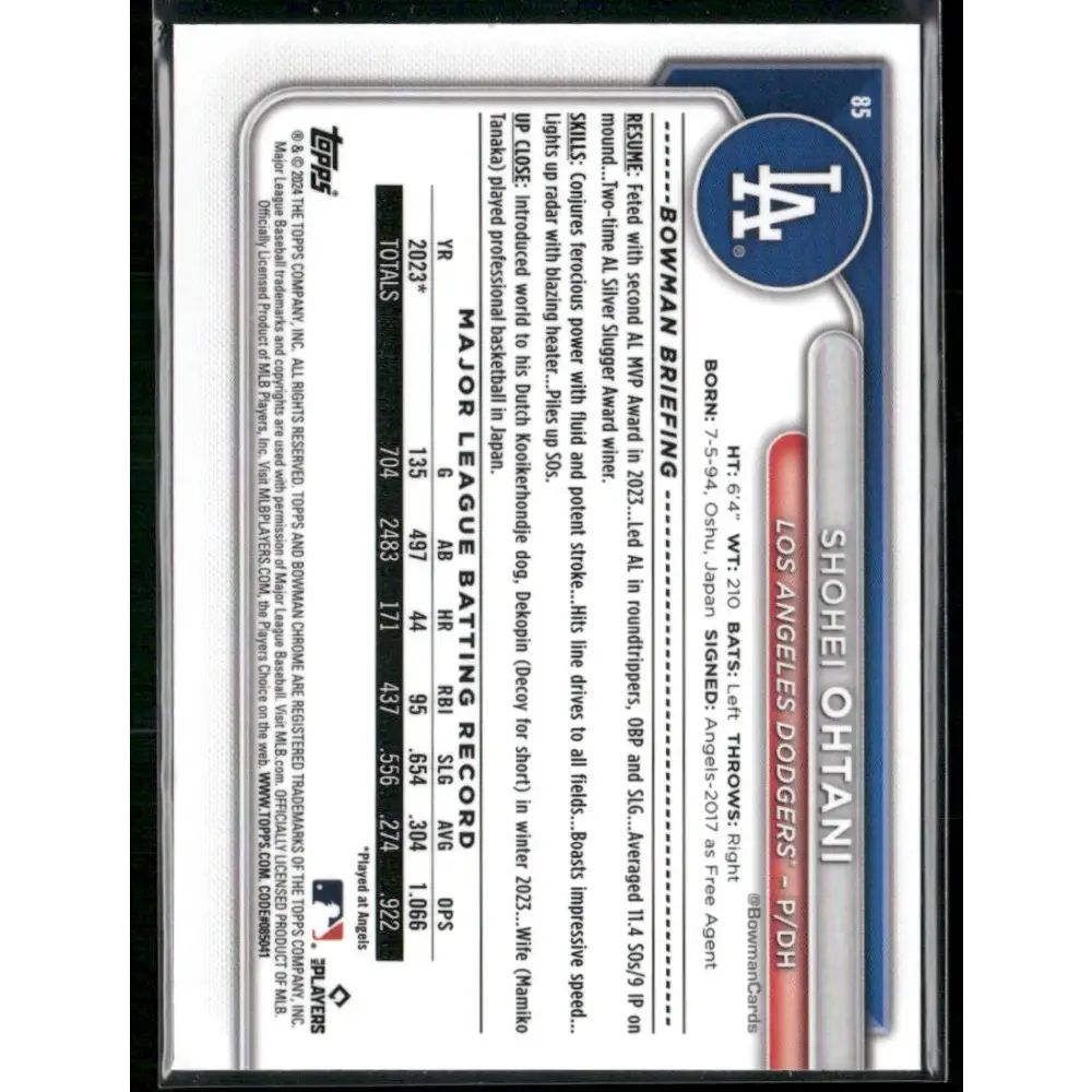 2024 Bowman Chrome #85 Shohei Ohtani