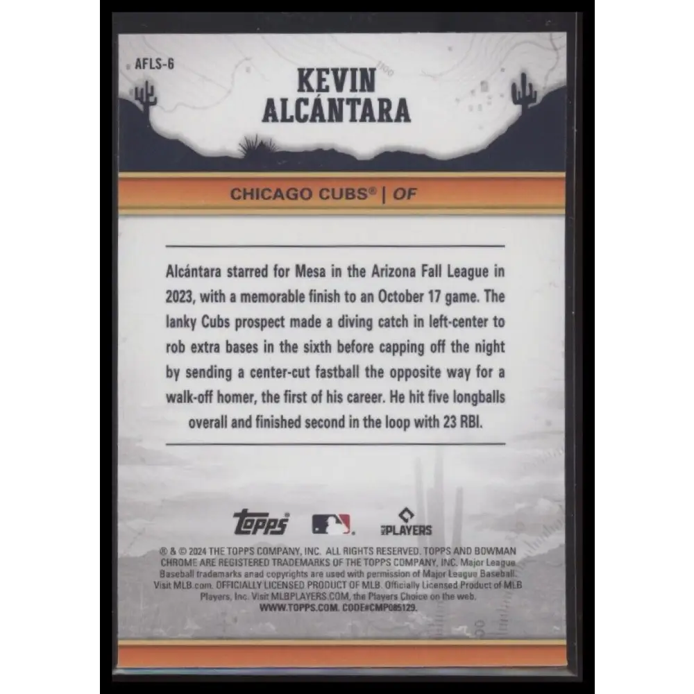 2024 Bowman Chrome #AFLS-6 Kevin Alcántara 2023 AFL Fall Stars