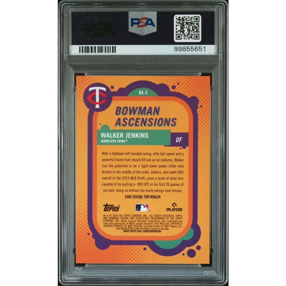 2024 Bowman Chrome #BA5 Walker Jenkins Bowman Ascensions-Gold Ref PSA 10