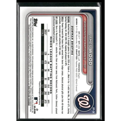 2024 Bowman Chrome #BCP-216 James Wood Prospects Green Refractors #/99
