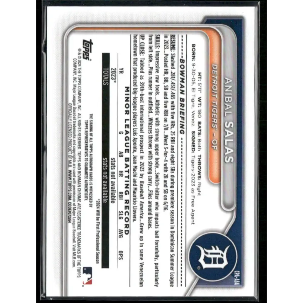 2024 Bowman Chrome #CPA-ASA Anibal Salas Prospects Autographs
