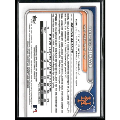 2024 Bowman Chrome #CPA-YCU Yohairo Cuevas Prospects Autographs