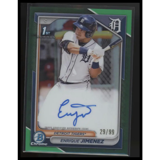 2024 Bowman Chrome Enrique Jimenez Prospects Autographs Green Refractors #/99