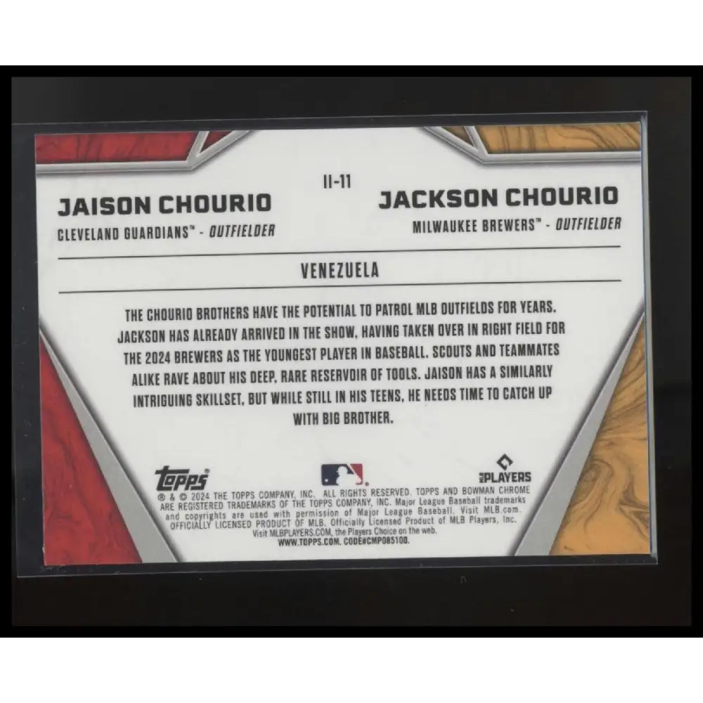 2024 Bowman Chrome #II-11 Jaison Chourio / Jackson Chourio International Impact